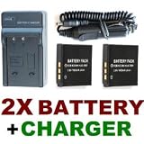 NEEWER® Travel Charger Set (AC Wall + Car Adapter) + Two (2) KLIC-7001 Battery Packs for Kodak EasyShare M763, M853, M863, M893 & M893IS Digital Cameras