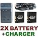 NEEWER® Travel Charger Set (AC Wall + Car Adapter) + Two (2) KLIC-7001 Battery Packs for Kodak EasyShare V1073, V1233, V1253 & V1273 Digital Cameras
