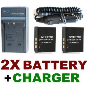 NEEWER® Travel Charger Set (AC Wall + Car Adapter) + Two (2) KLIC-7001 Battery Packs for Kodak EasyShare M763, M853, M863, M893 & M893IS Digital Cameras
