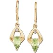 14K Yellow Gold Peridot and Diamond Earrings