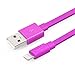 [Apple Mfi Certified] Yellowknife 3.3ft 1m Tangle Free Flat Lightning to usb Cable sync charger for iPhone 7 /7 Plus /6 / 6s / 6 plus / 6s plus / SE, iPad / Mini / Air, iPod touch /nano (Durable,Pink)