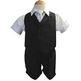New Baby and Toddler Boy Summer Suit Charcoal/Grey Vest Short Set