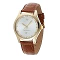 Yves Camani Herren-Armbanduhr XL Golden Big Twinkle Silber/Braun Analog Leder YC1028-C