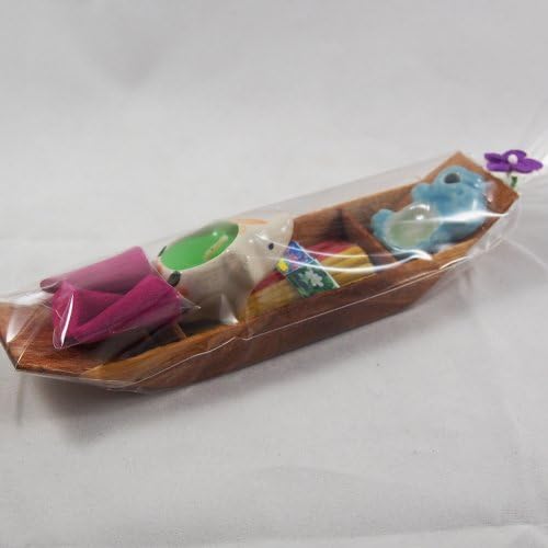 Incense Aroma Stick set, Cone Incense, Mini Elephant Candle and Elephant Incense Holder Set in Thai Boat