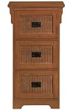 File Cabinet W/wicker Drwr Frn 3-drawer Dark Oak