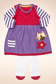2 Piece Cotton Rich Owl Knitted Dress Tights Outfit