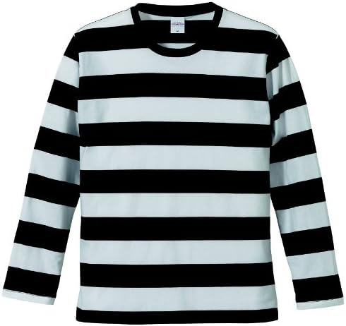 United Athle Men's 5.0 oz. Bold Stripe Long Sleeve Tee L Black/White