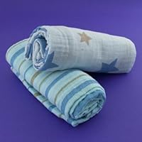 Stars and Stripes BOY - 2 Pack, Organic Muslin Swaddling Blankets