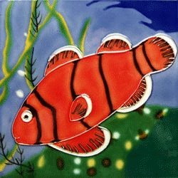 Red Fish Decorative Ceramic Wall Art Tile 4x4