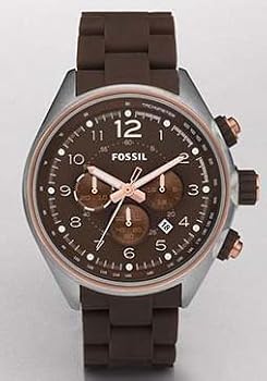 Fossil #CH2727 Men's Brown Silicone Band Flight Chronograph Watch