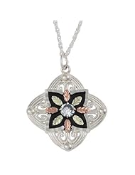 Black Hills Gold Antiqued Sterling Silver Cubic Zirconia Necklace