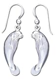 Solid Sterling Silver Manatee Nautical Earrings
