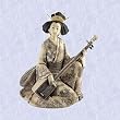 Japanese Geisha statue maiden w shamisen sculpture New