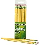 Dixon Ticonderoga Wood-Cased #2 HB Pencils, Box of 24, Yellow (13924)