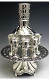 Flower Quilted Design Silver Plated 8 Cup Kiddush Wine Fountain
