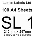 1 A4 Laser Label Per Sheet X100 Shts (White) Label Size 210mm x 297mm (Guaranteed To Be Jam Free) See Full Range Of Labels JAMES LABELS STOREFRONT