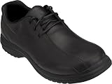 crocs Men's Amaretto Lace-Up, Tested Slip Resistance, Leather, Meshliner, Croslite Footbed,Black/Black,7 M US