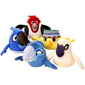  Angry Birds Rio Set of 5 Talking Rio 5 Inch MINI Plush Figures Blu, Jewel, Pedro, Nico Nigel