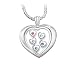 Mother's Loving Heart Sterling Silver Heart-Shaped Birthstone Pendant