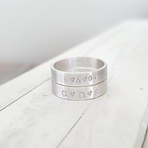 Sterling Siver Stacking Ring personalized 4mm Mothers Ring Hand Stamped stacking ring Hand stamped jelwery name ring anniversary ring