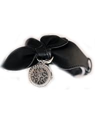 Guess Womens Bow Charm Crystal Leopard Dial Black Leather Strap Watch W85095L2