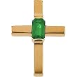 14K Yellow Gold Tsavorite Cross Pendant