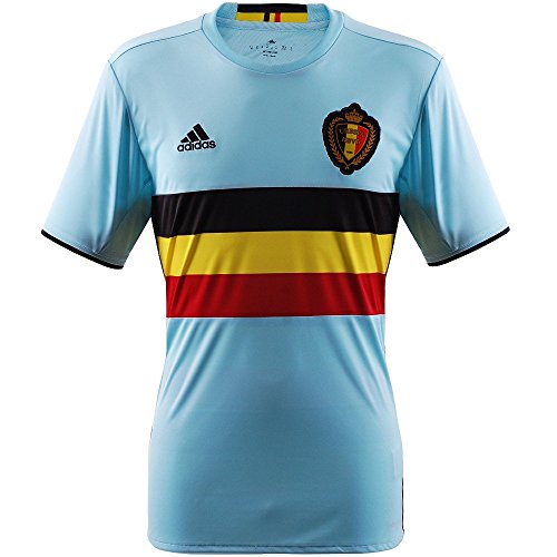 adidas Herren UEFA EURO 2016 Belgien Auswärtstrikot Replica, Hellblau/schwarz/gelb/ro7, L, AA8736