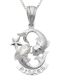 0.925 Sterling Silver Zodiac Pisces Pendant Necklace