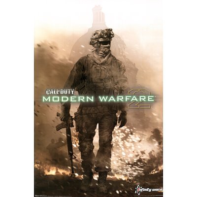Call of Duty: Modern Warfare 2 (Soldier, Fire) Video Game Poster- 22x34 custom fit with RichAndFramous Black 22 inch Poster Hangers