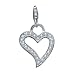 VINANI German 925 Sterling Silver Charm Pendant Heart Diagonal Zirconia Stones HHD