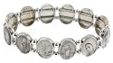 Stretchy Adjustable Bracelet - Black and White Images of Jesus and Other Religious Icons - 6 to 7.5 in.