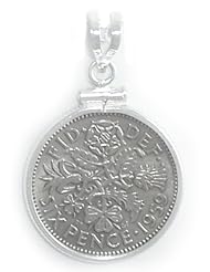 Coin Bezel Sterling Silver Lucky Sixpence Pendant