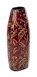 Gerson Everlasting Glow 15-Inch Oval Metal Vase, Deep Red