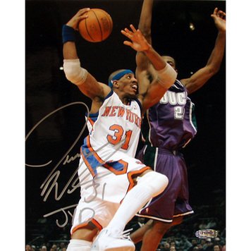 Jerome Williams Autographed Knicks White Jersey Layup vs Bucks Vertical 8x10 w/ 'JYD' Insc.