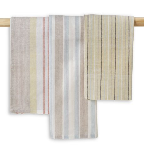 3 Pure Cotton Multi-Stripe Tea Towels