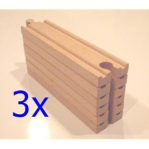 Set of 18 6 Straight Tracks fit Thomas and Brio Wooden Railway Trains and Sets by 