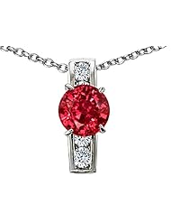 Original Star K (tm) 7mm Round Created Ruby Pendant in 925 Sterling Silver