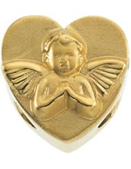 CleverEves 14K Yellow Gold 11.75X12.00 mm Heart Shaped Bracelet Slide W Angel