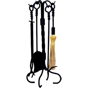 5 Pc. Black Wrought Iron Ring Swirl Fireset by UniFlame