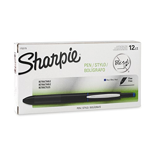 Sharpie 1753179 Retractable Fine-Point Pen, Blue, 12-Pack