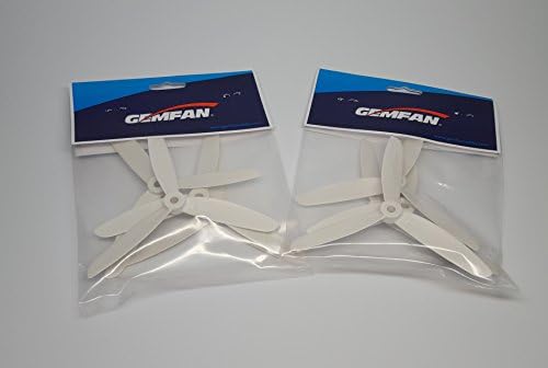 8pcs GemFan 5045 (5.0 x 4.5) Tri-Blade Propellers. White. Glass Fiber Nylon.