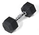 J Fit Rubber Coated Single Hex Dumbbell, 15-Pound