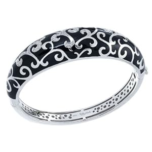 Belle Étoile Royale Black Enamel and Cubic Zirconia Bangle