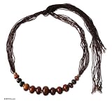 Bull horn long necklace, 'Swinging Chic'