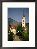 17th Century Church, Bled Island, Bled Island, Gorenjska, Slovenia Framed Photographic Poster Print by Jon Davison, 17x21