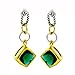 2-tone Designer-Inspired Earrings w/Emerald CZs title=