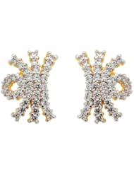 Trendy, Jewelry Cz Swiss Machine Cut, Embed Diamonds 35 Pcs Diamond 1.8 Mm, Gold and Platinum Coating 5 Microns Thick Diamond Earrings