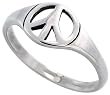 Sterling Silver Peace Sign Ring (Available in Sizes 6 to 10)