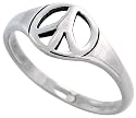 Sterling Silver Polished Peace Sign Ring