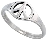 Sterling Silver Peace Sign Ring (Available in Sizes 6 to 10)